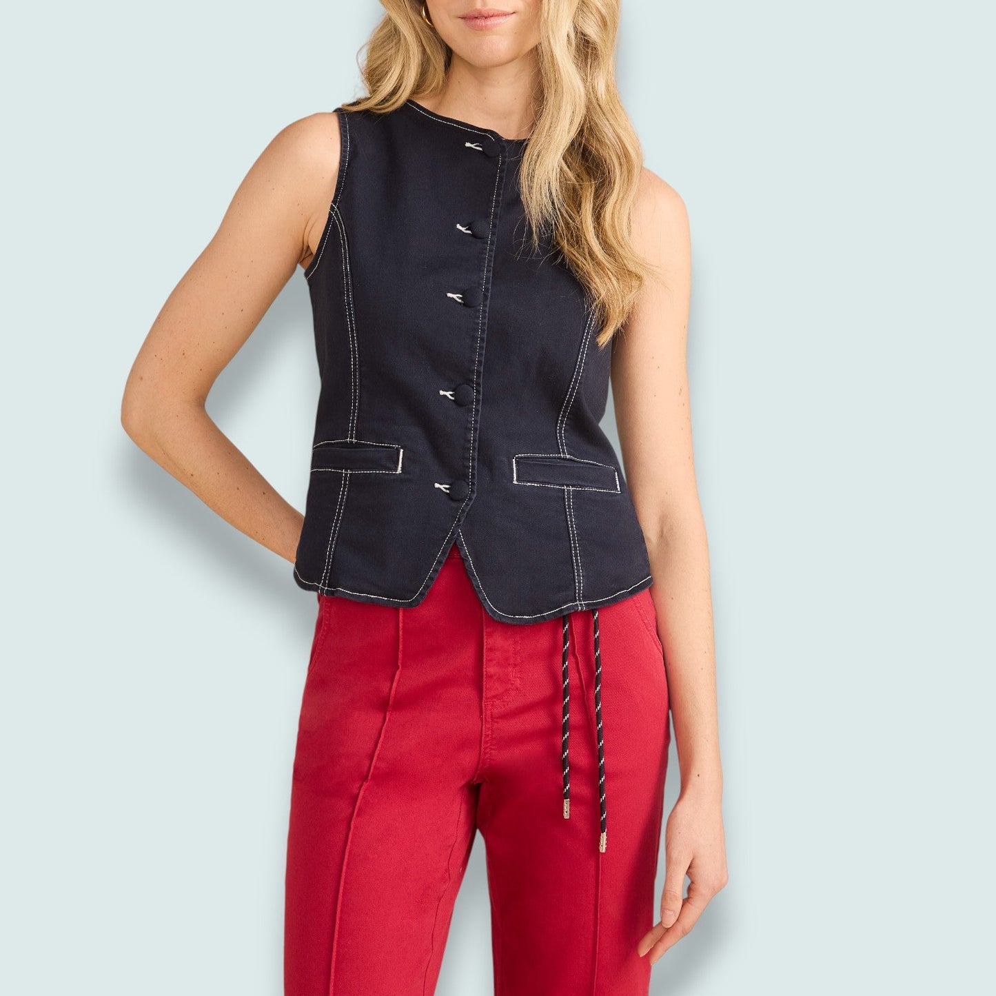 FDJ - Tailored Sleeveless Button-Front Vest