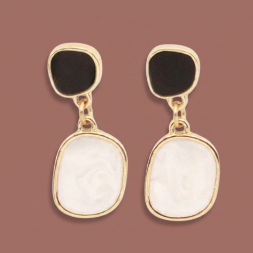 Caracol - Black & Pearl Contrast Drop Earrings