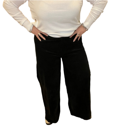 Angela Mara - Pull-On Wide Leg Corduroy Pants