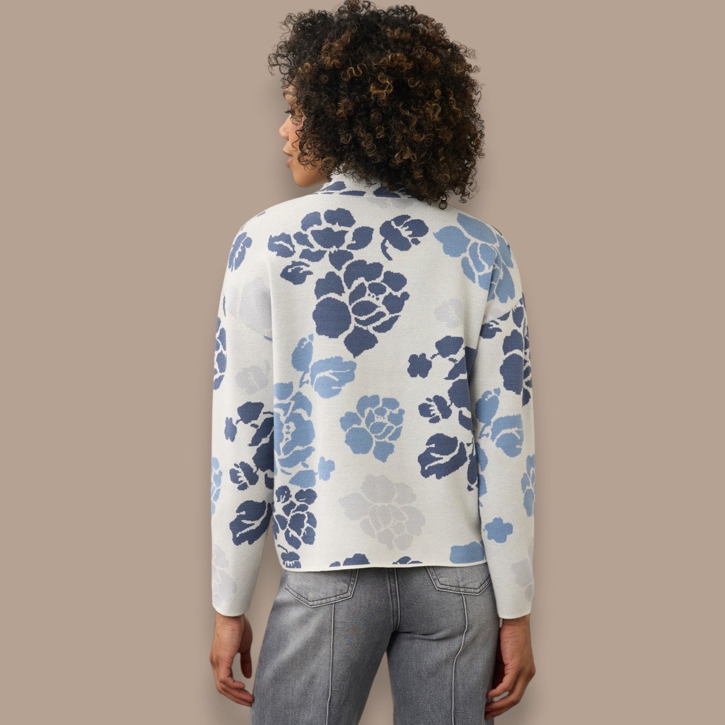 FDJ - Floral Mock Neck Knit Sweater