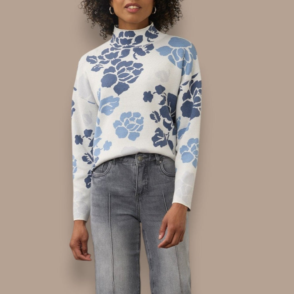 FDJ - Floral Mock Neck Knit Sweater