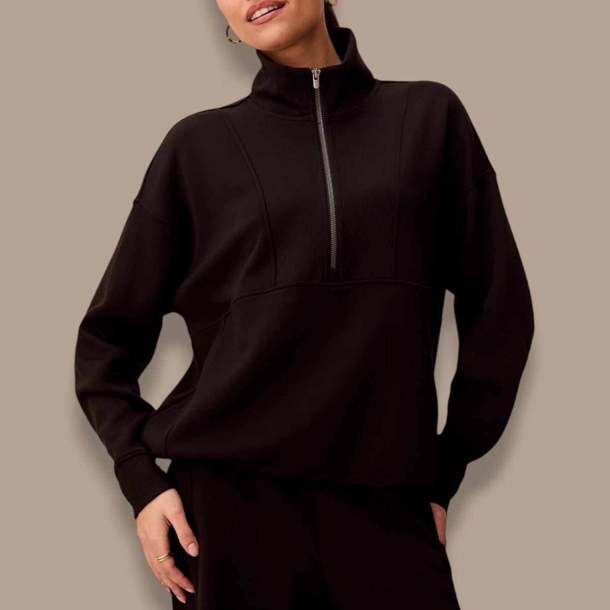Tribal - Quarter-Zip Funnel Neck Pullover