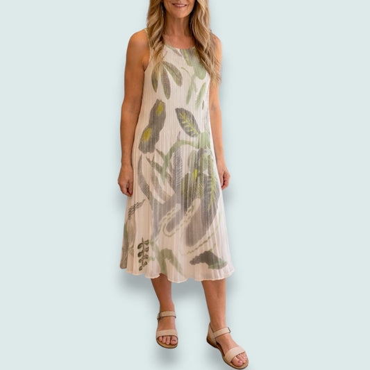 Picadilly - Botanical Breeze Pleated Midi Dress