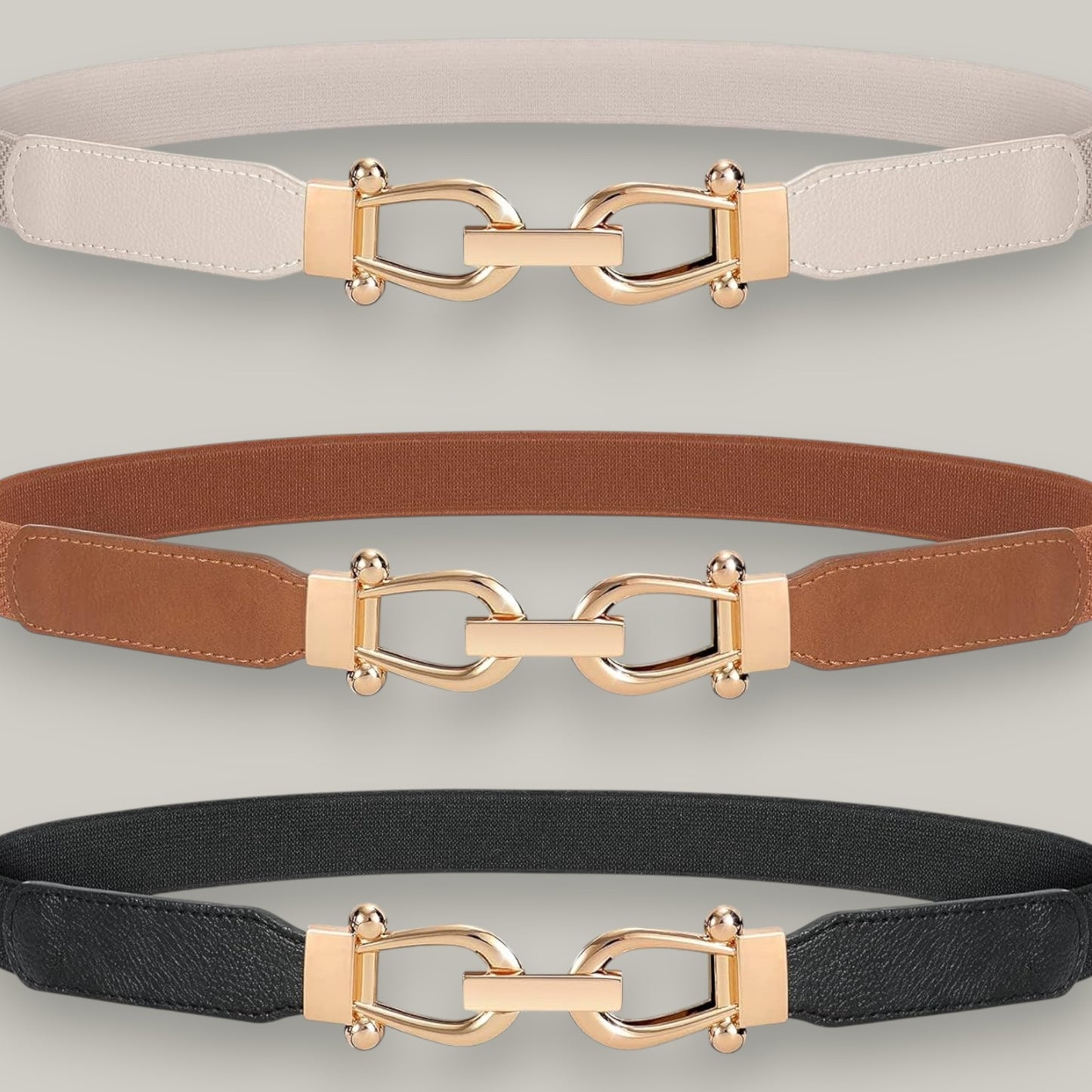 Audrey's - Retro Elastic Belt With Gold Buckle