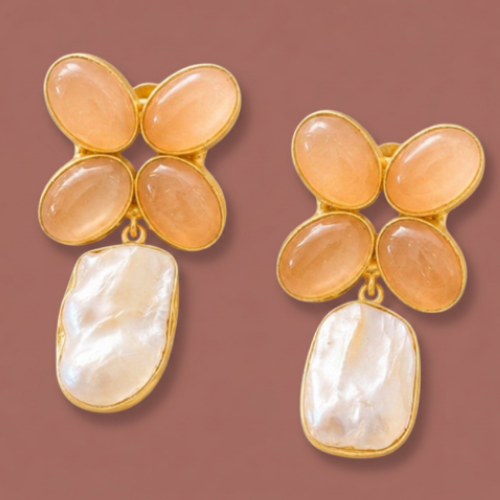 Audrey's - Peach Blossom Pearl Drop Earrings