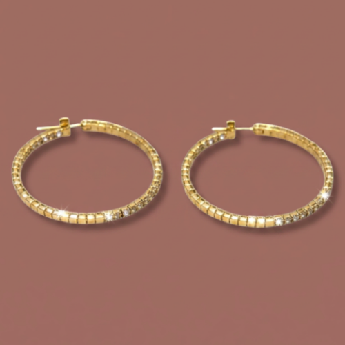 Audrey's - Two-Tone Crystal Gold Hoop Earrings