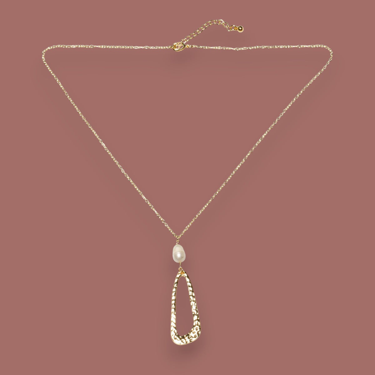 Suzie Blue - Hammered Oval Pendant With Pearl