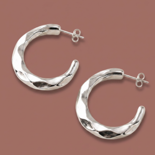 Audrey's - Molten Silver Hoop Earrings