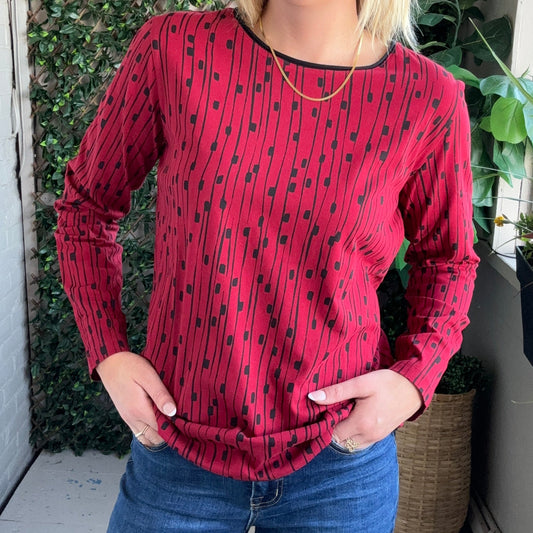 Wild Palms -Square-Striped Scoop Neck Top
