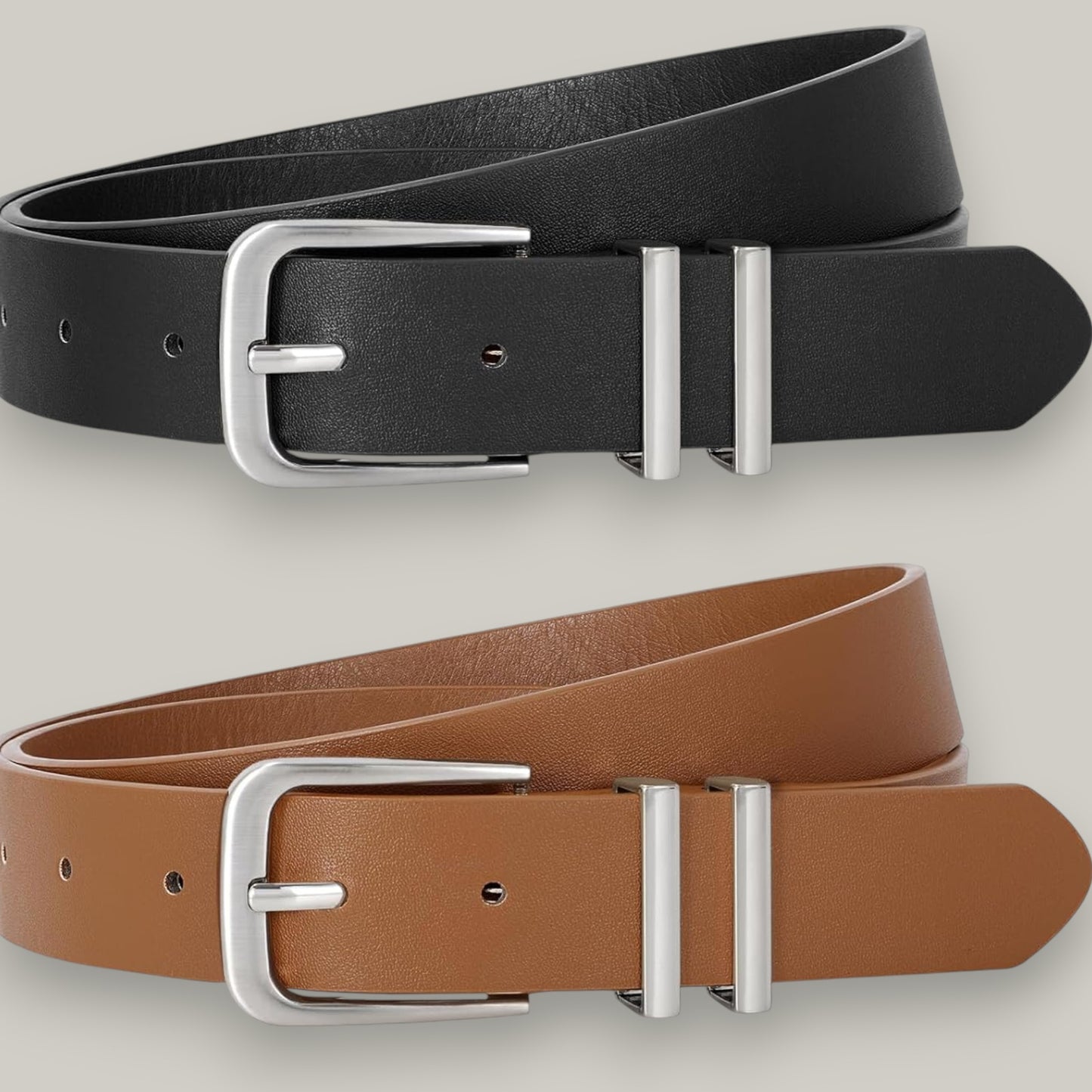 Audrey's - Essential Faux Leather Belt With Silver Buckle