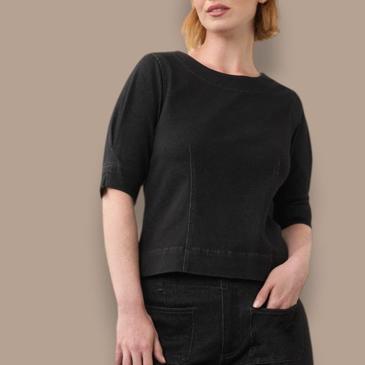 FDJ - Elbow Sleeve Seamed Knit Top