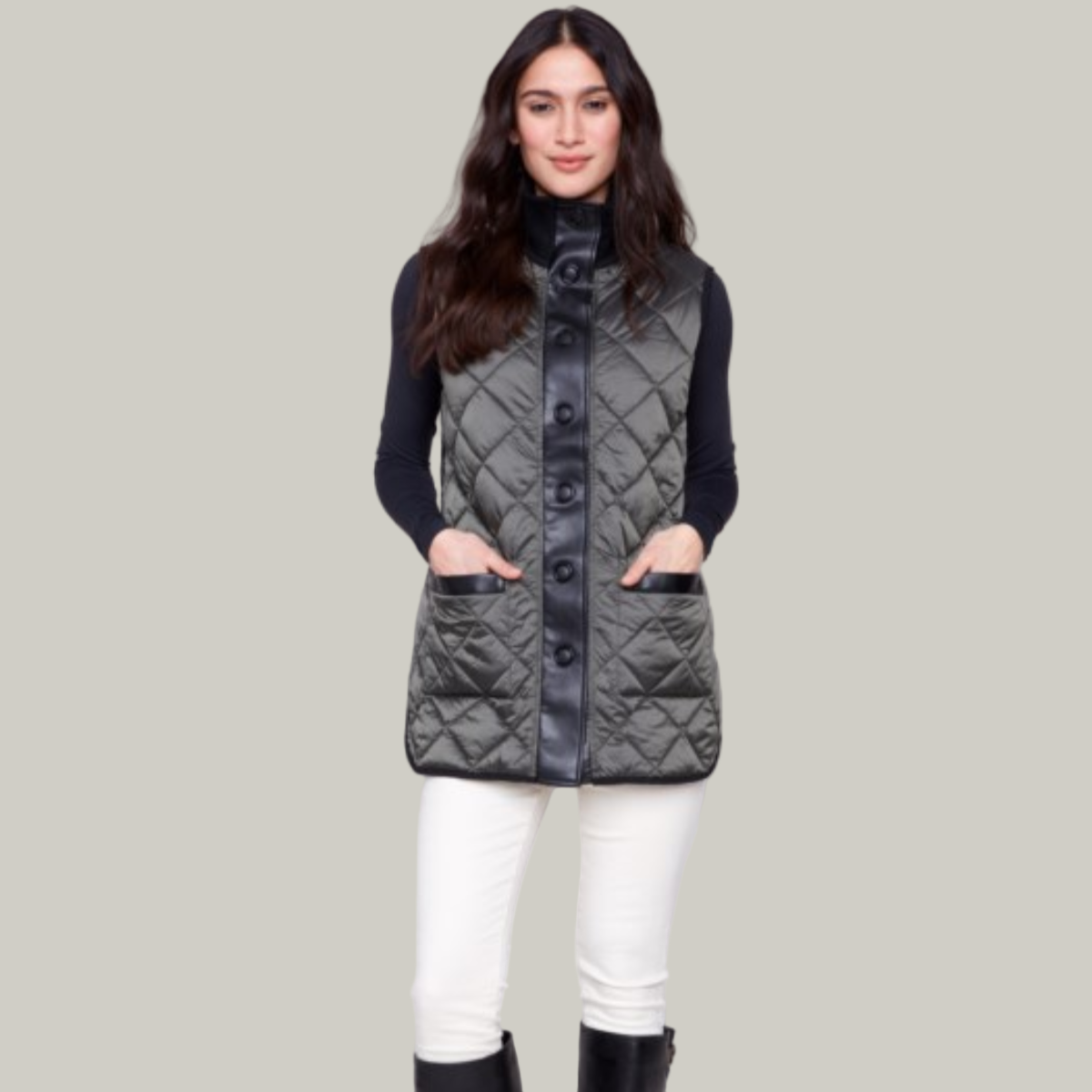Charlie B - Reversible Quilted Long Vest