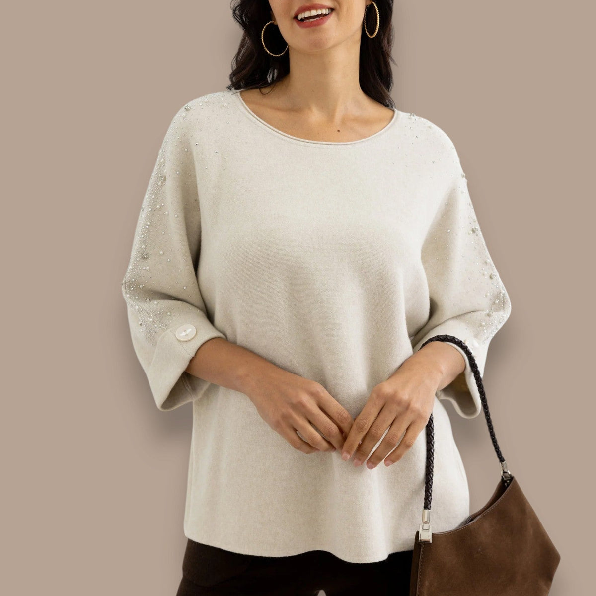 Orange Fashion Village - Delilah's Diamond Sleeve Sweater