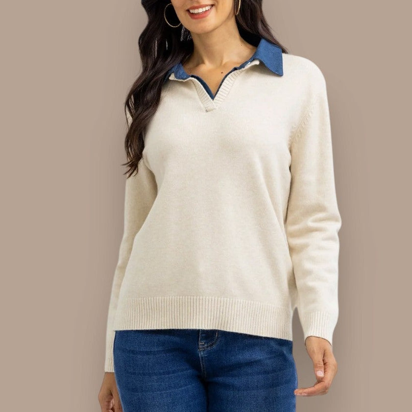Orange Fashion Village - Willow's Denim-Knit Sweater