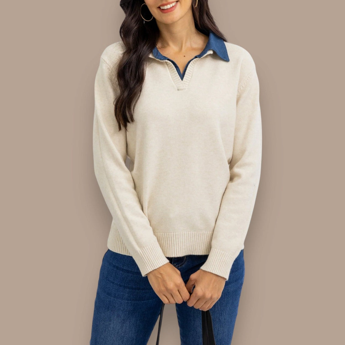 Orange Fashion Village - Willow's Denim-Knit Sweater