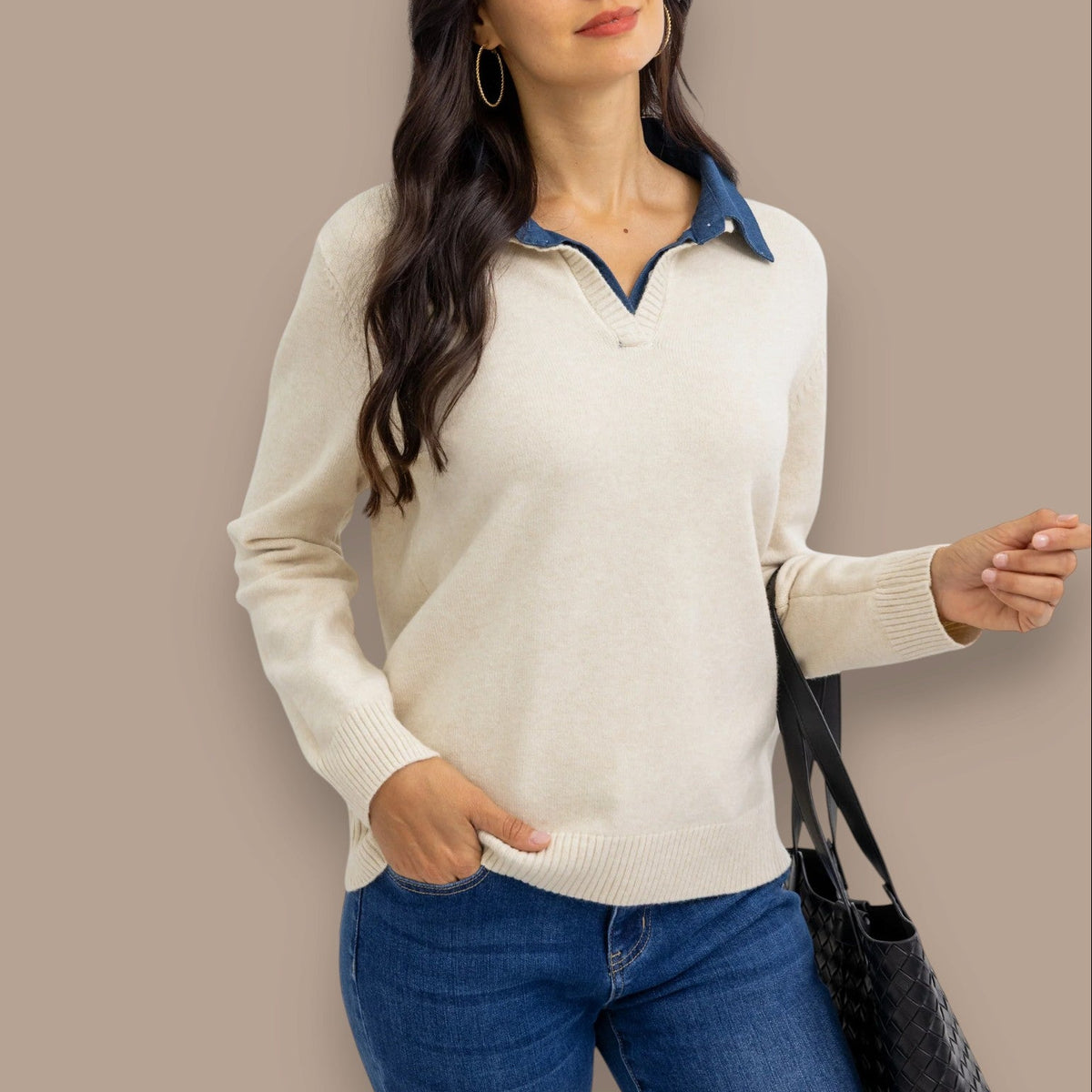 Orange Fashion Village - Willow's Denim-Knit Sweater