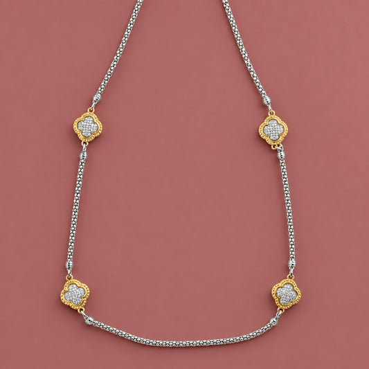 Audrey's - Two-Toned Clover Station Necklace