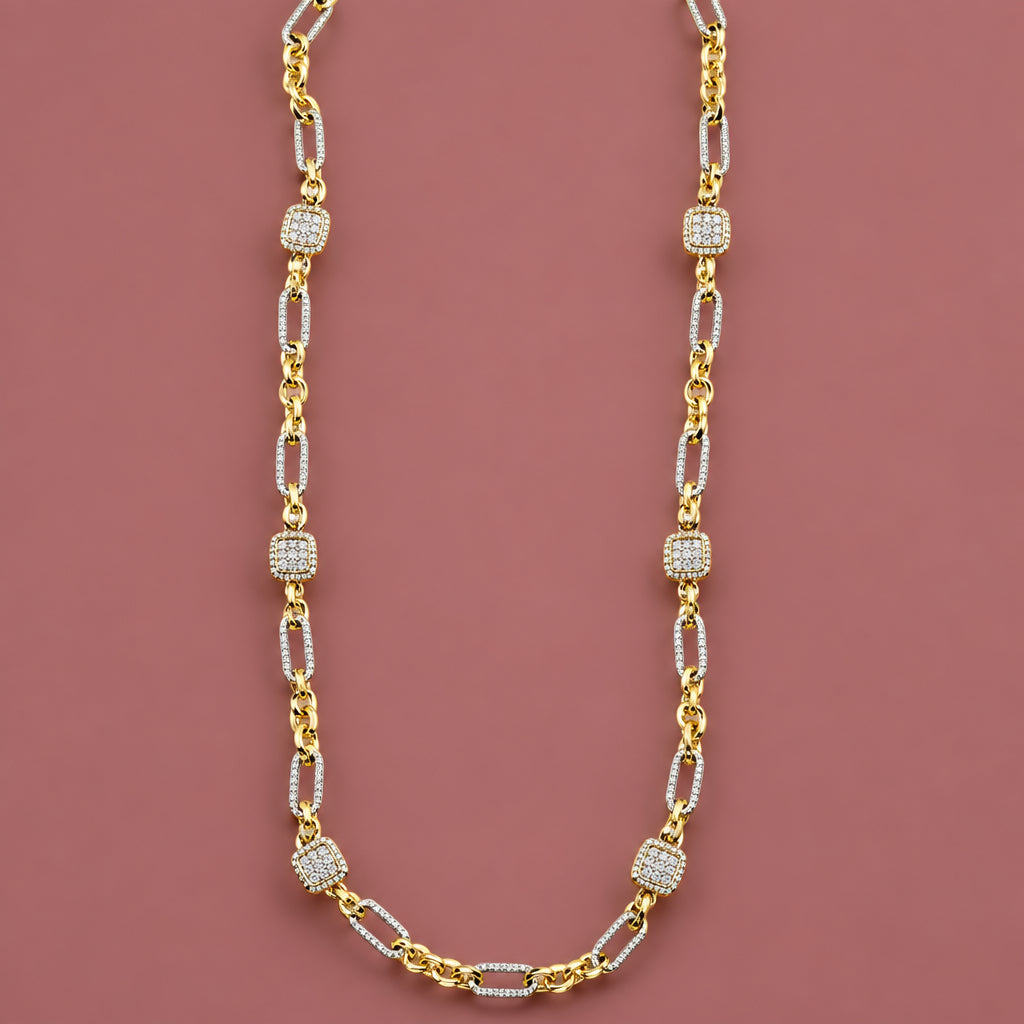 Audrey's Two-Toned Square Pave Station Necklace