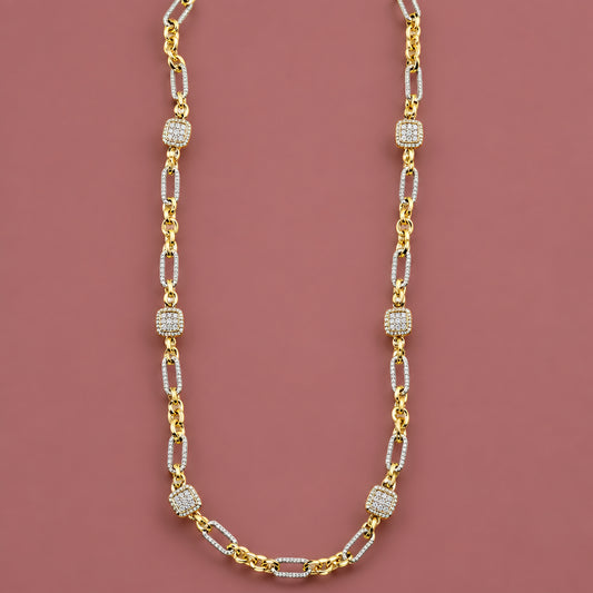 Audrey's Two-Toned Square Pave Station Necklace