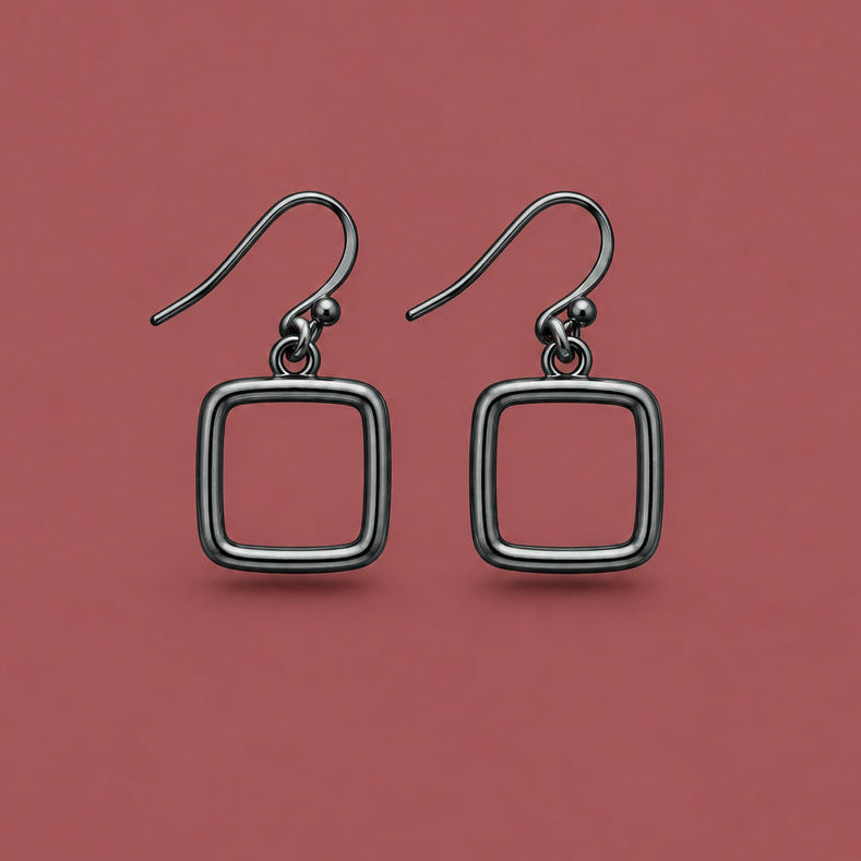 Audrey's - Square Gunmetal Earrings