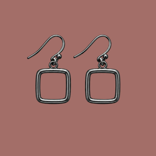 Audrey's - Square Gunmetal Earrings