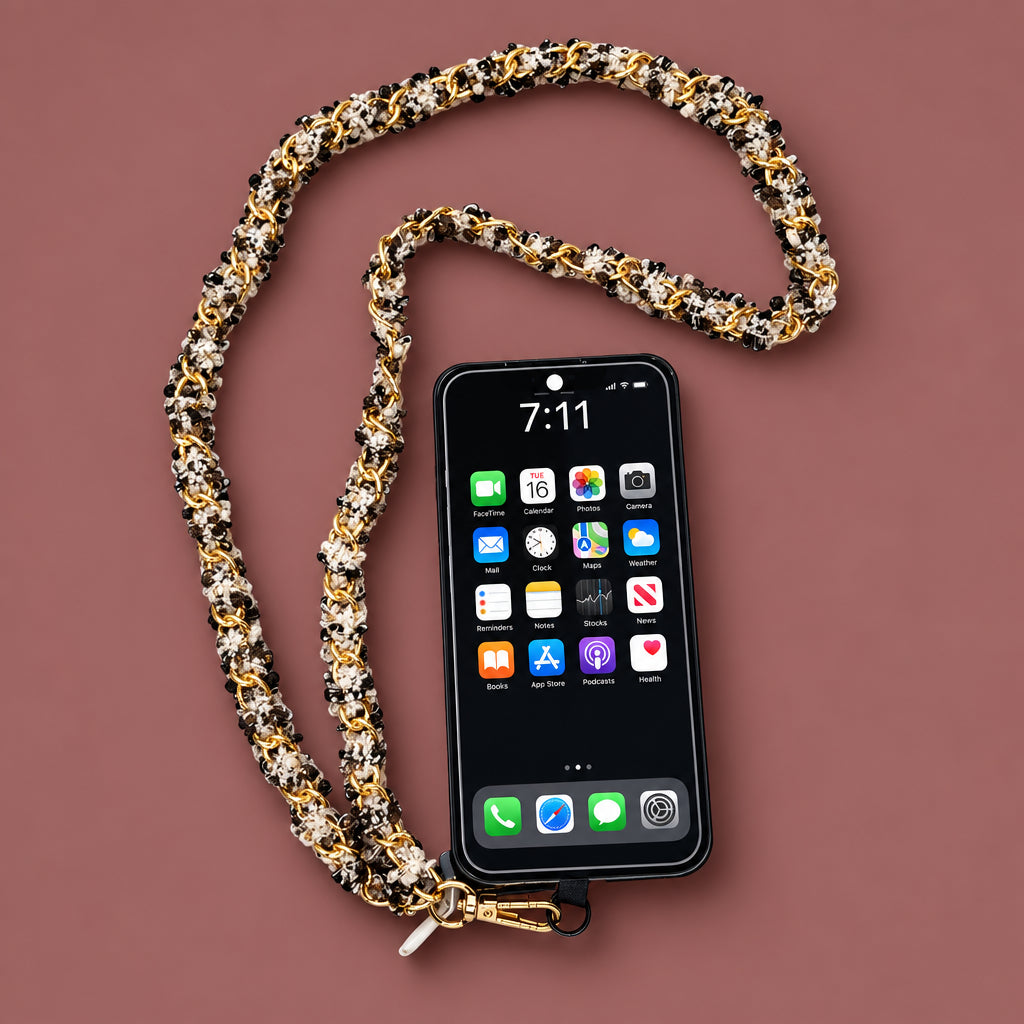 Jacqueline Kent - Brown & Gold Ribbon Cell Phone Chain