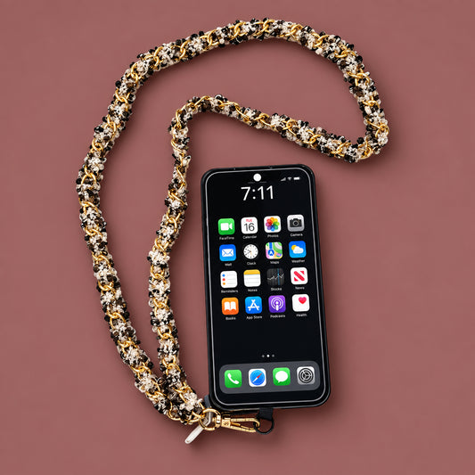 Jacqueline Kent - Brown & Gold Ribbon Cell Phone Chain