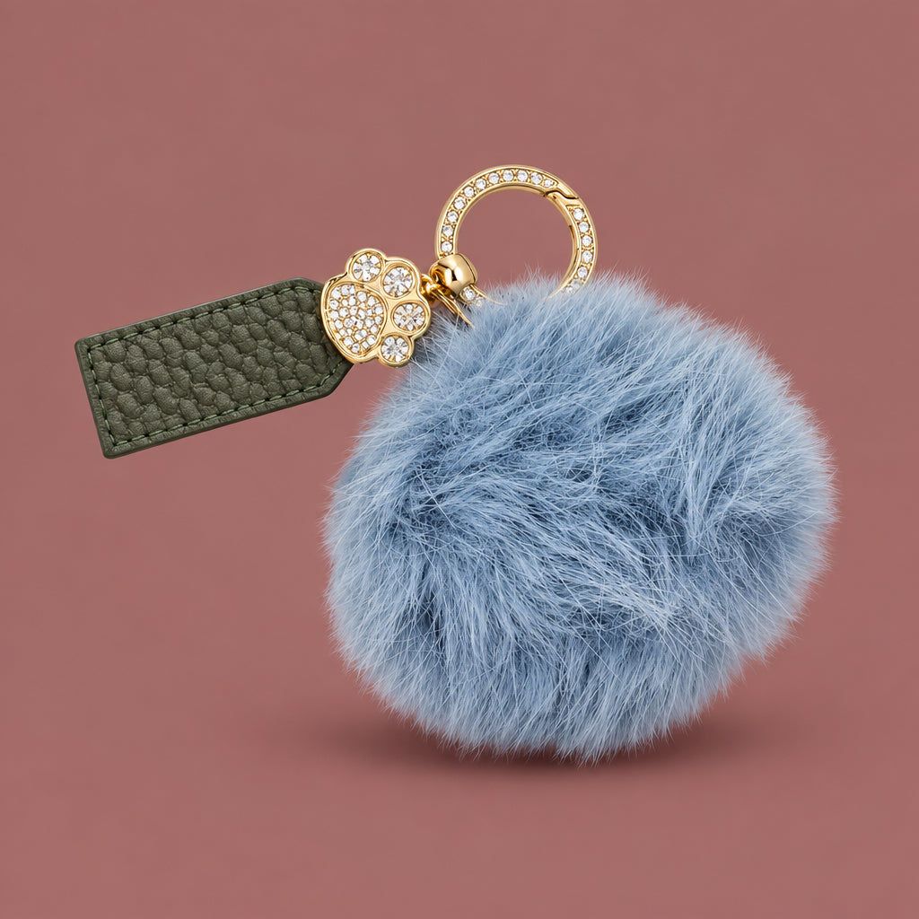 Jacqueline Kent - Faux Fur Paw Print Bling Key Chain