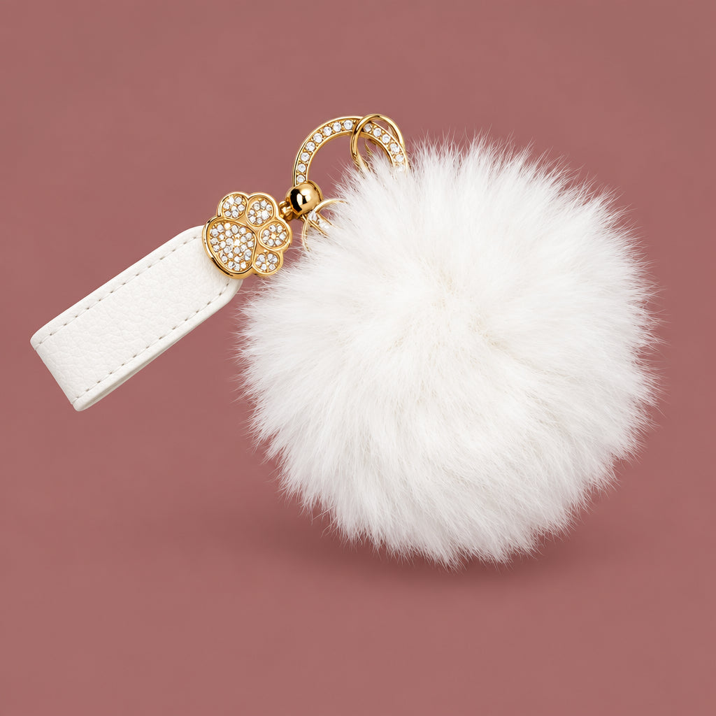 Jacqueline Kent - Faux Fur Paw Print Bling Key Chain