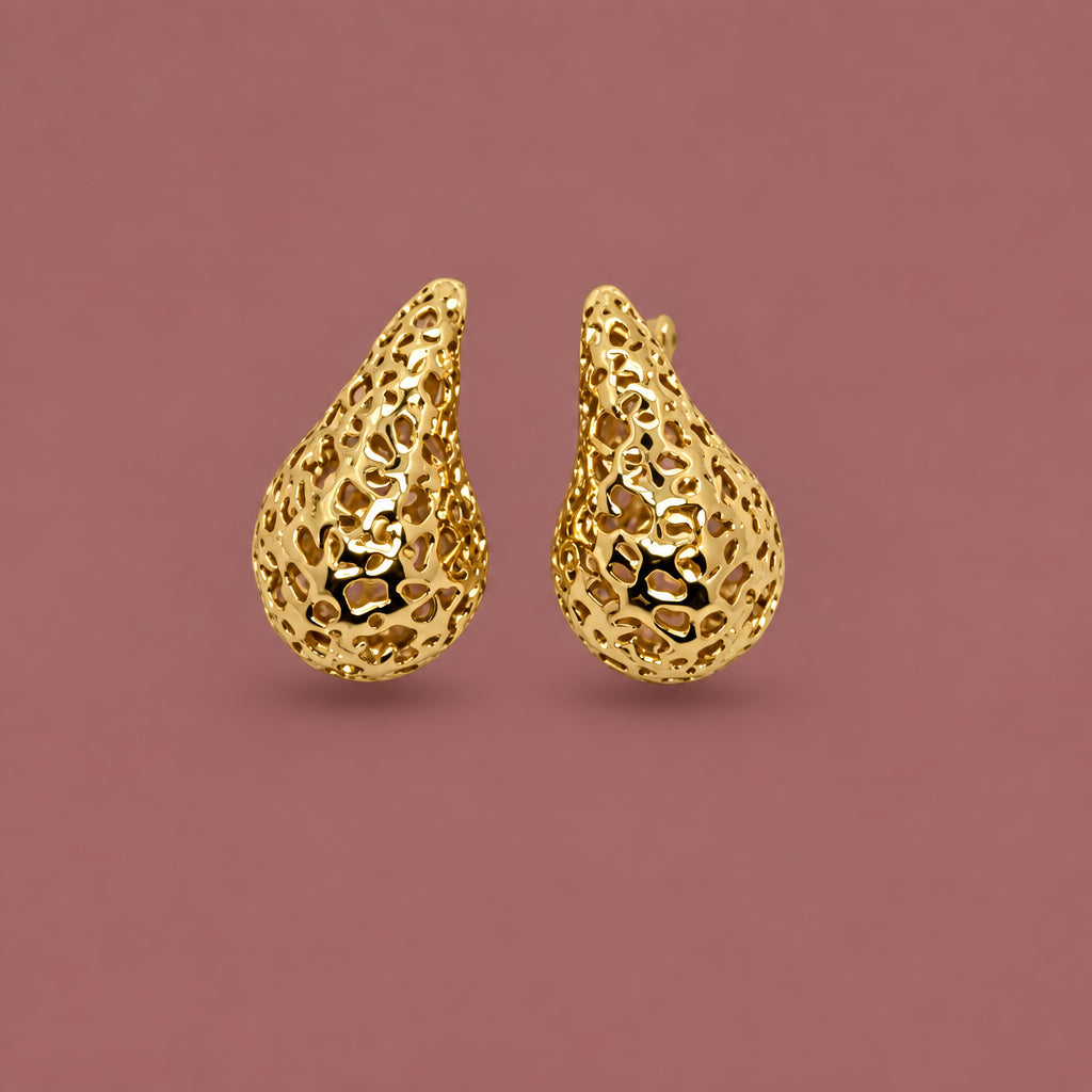 Jacqueline Kent - Ornate  Metallic Tear Drop Earrings