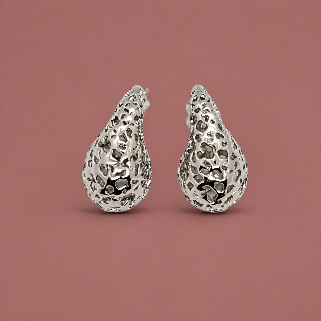 Jacqueline Kent - Ornate  Metallic Tear Drop Earrings