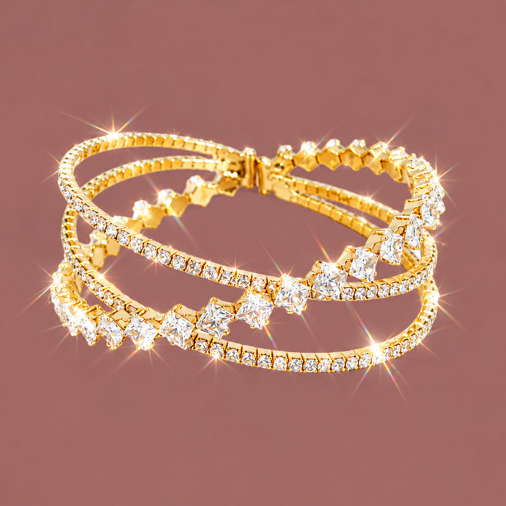 Audrey's - Princess Cut Crystal Cuff Bracelet