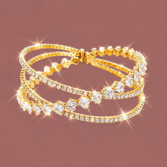 Audrey's - Princess Cut Crystal Cuff Bracelet
