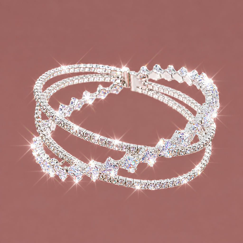 Audrey's - Princess Cut Crystal Cuff Bracelet