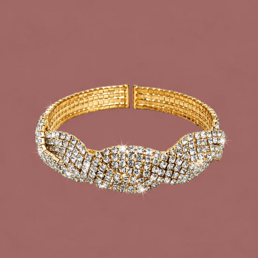 Audrey's - Braided Square Cut Crystal Cuff Bracelet