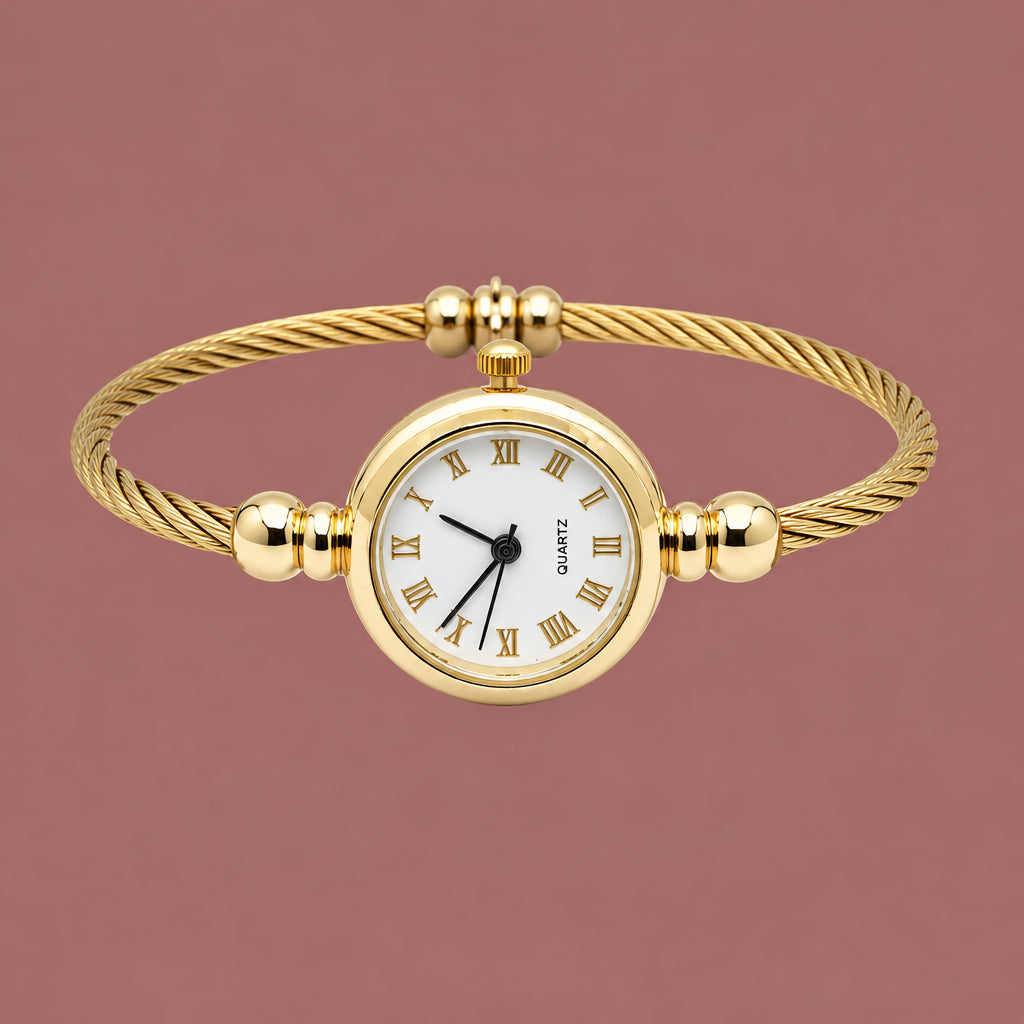 Audrey's - Vintage Golden Clock Bangle Bracelet