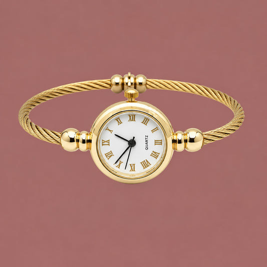 Audrey's - Vintage Golden Clock Bangle Bracelet