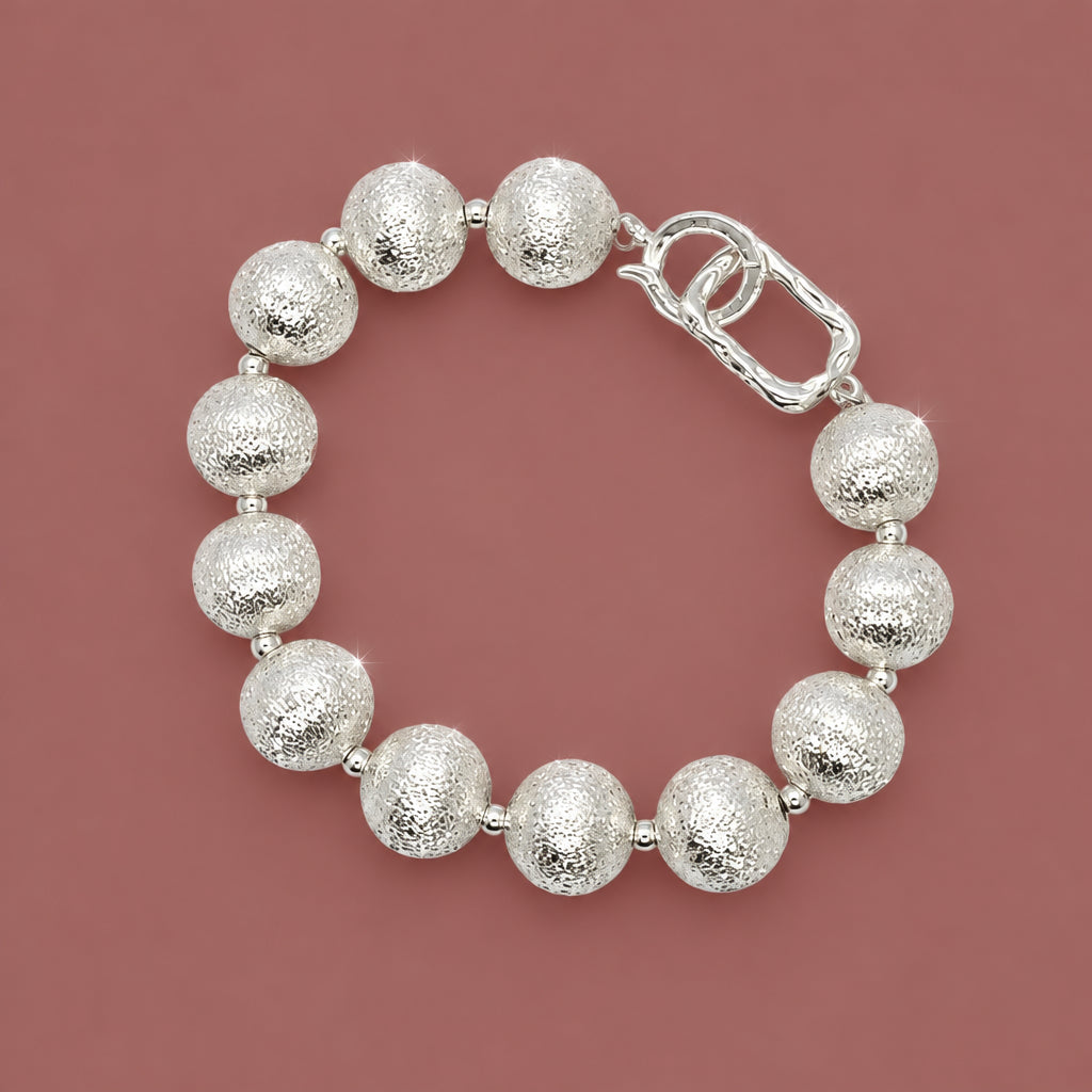Jacqueline Kent - Silver Ornamental Beaded Bracelet