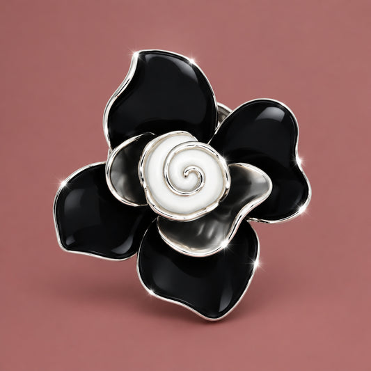 Audrey's - Black & White Flower Magnetic Brooch