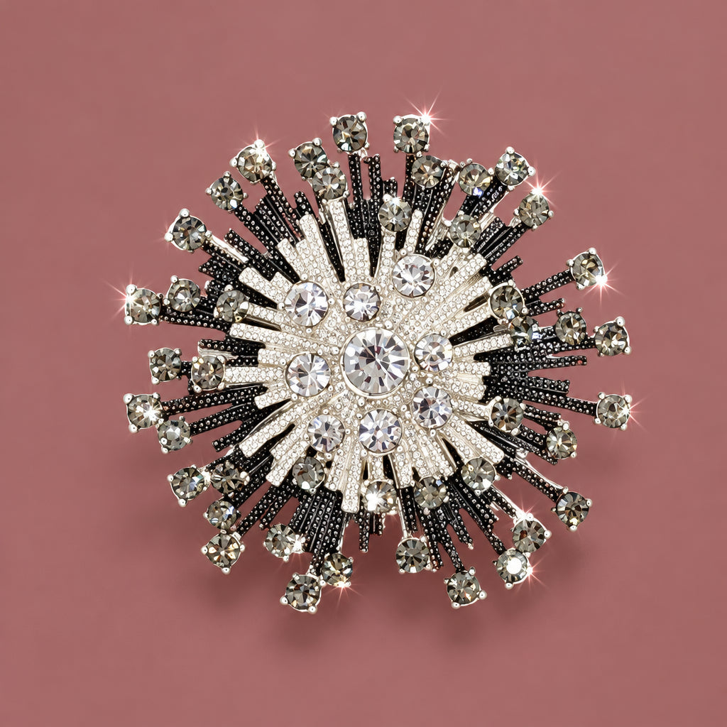 Audrey's - Black & White Firework Magnetic Brooch