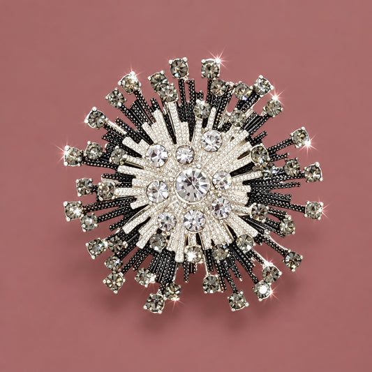 Audrey's - Black & White Firework Magnetic Brooch
