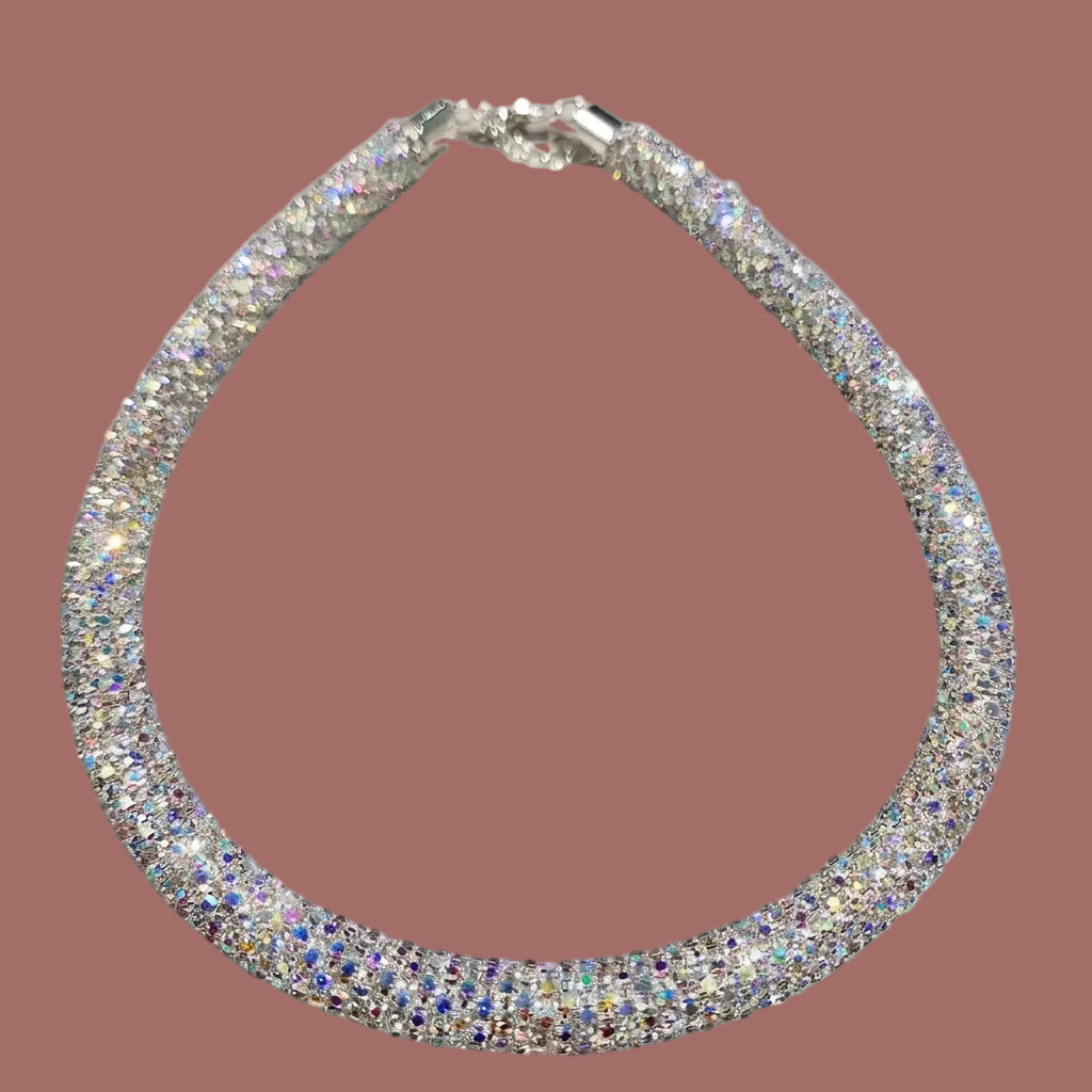 Audrey's - Rainbow Bling Crystal Rope Choker Necklace