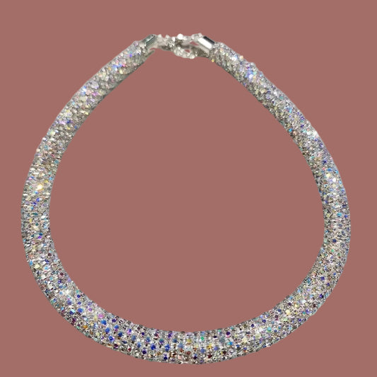 Audrey's - Rainbow Bling Crystal Rope Choker Necklace