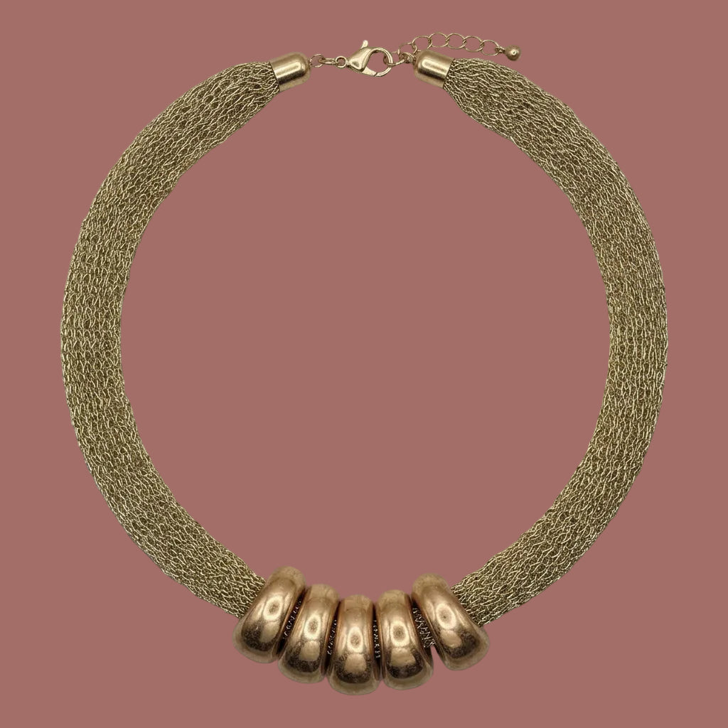 Audrey's - Metallic Beaded Mesh Necklace