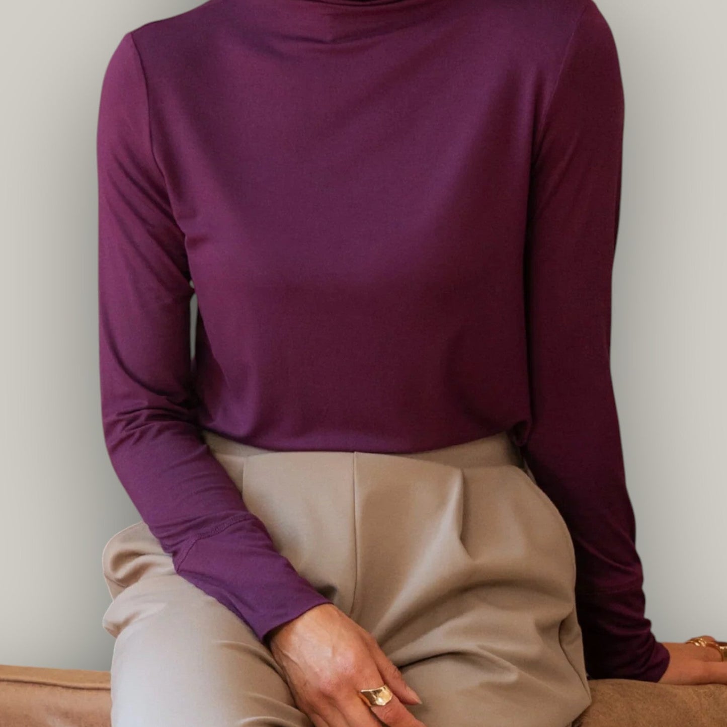 Terrera - Dalya Funnel-Neck Bamboo Long Sleeve Top