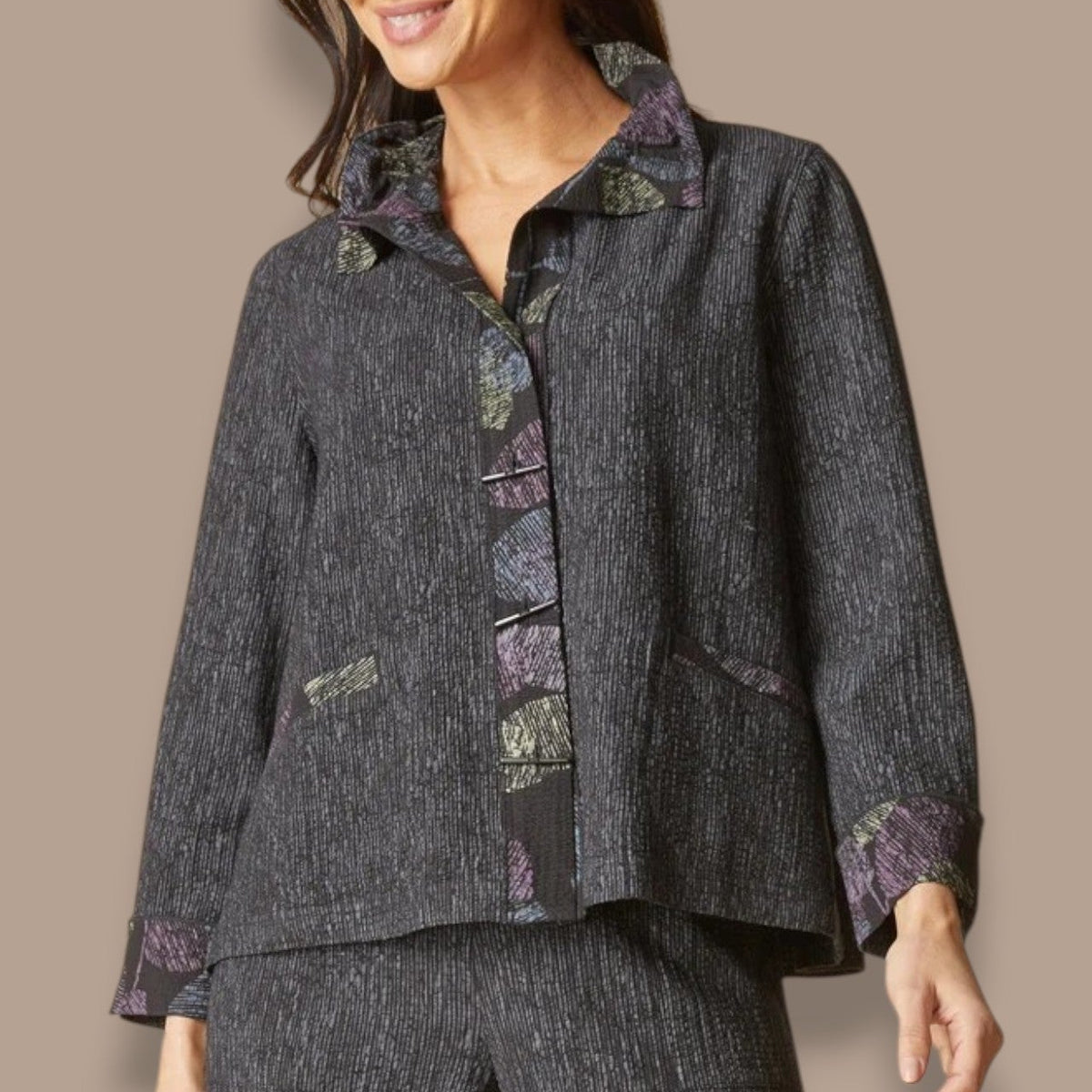 Habitat - Crinkle Crepe Scattered Leaves Luna Jacket