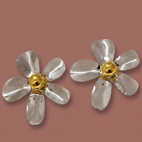 Audrey's - Two-Tone Sculpted Flower Earrings