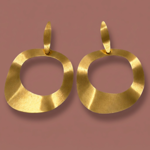 Audrey's - Brushed Gold Organic Drop Earrings