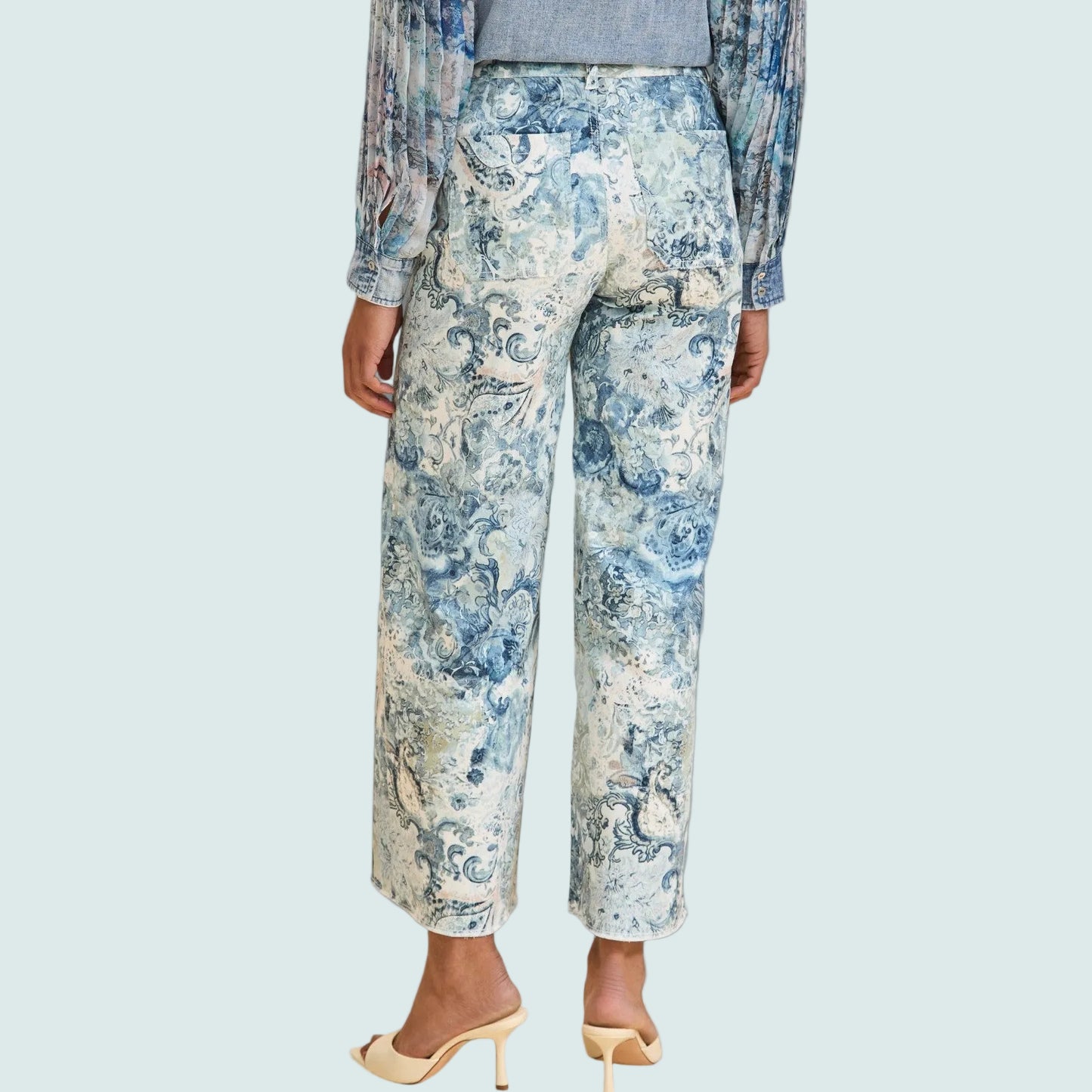 FDJ - Floral Print Frayed-Hem Pant