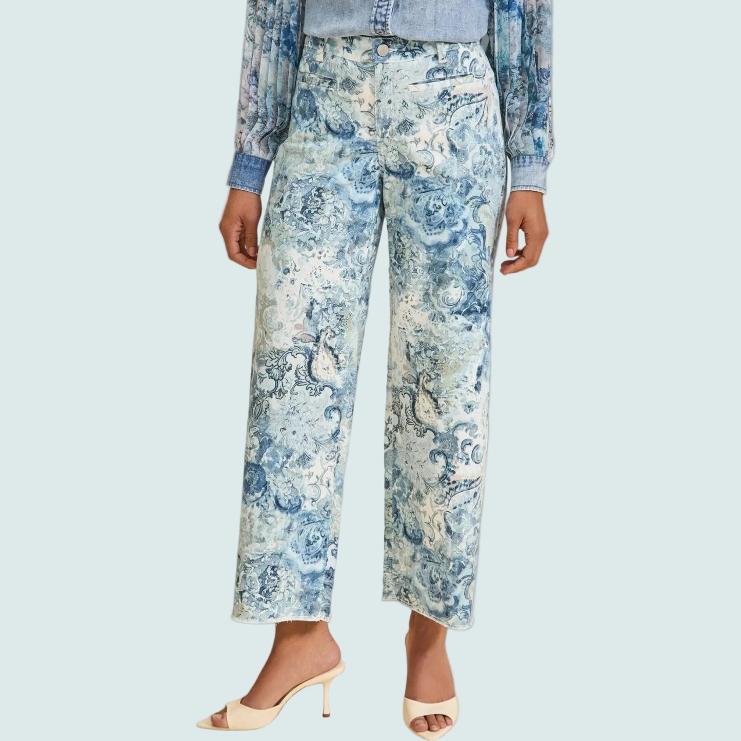 FDJ - Floral Print Frayed-Hem Pant